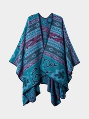 Joe Browns Blue Aztec Print Open Front Wrap Coverup - Image 4 of 6