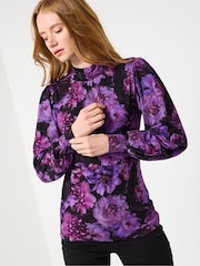 Joe Browns Purple Floral Print Top - Image 2 of 5