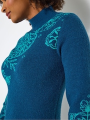 Joe Browns Green Knitted Mini Dress - Image 2 of 5