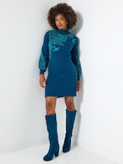 Joe Browns Green Knitted Mini Dress - Image 3 of 5
