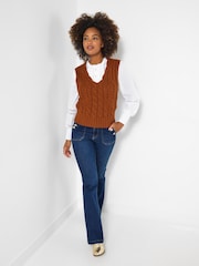 Joe Browns Orange Autumnal Cable Knit Vest - Image 4 of 8