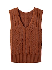 Joe Browns Orange Autumnal Cable Knit Vest - Image 8 of 8