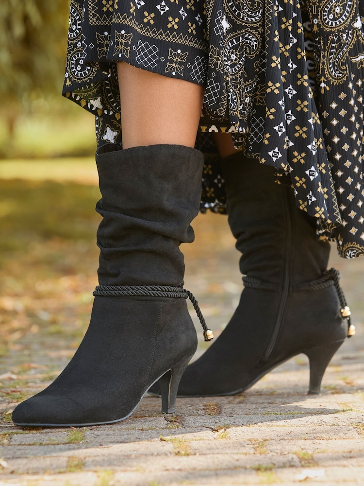 Preto - Joe Browns Cord Rope Detail Slouch Boots - Imagem 1 de 6