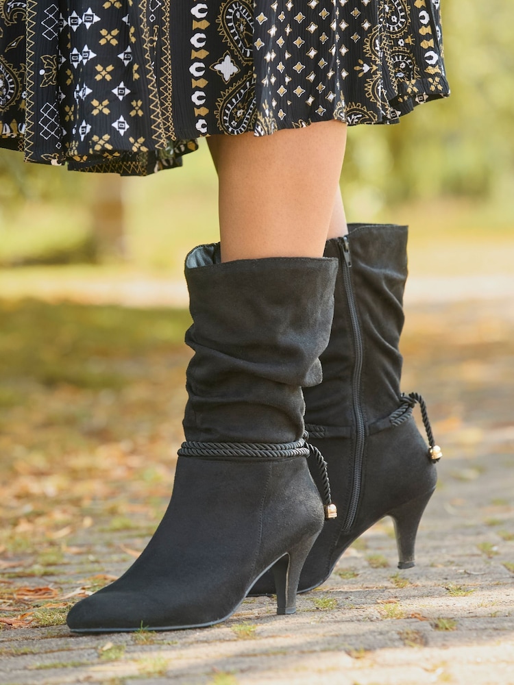 Preto - Joe Browns Cord Rope Detail Slouch Boots - Imagem 2 de 6