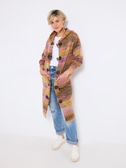 Joe Browns Brown Hooded Longline Cardigan - Image 3 of 5
