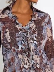 Joe Browns Grey Autumn Print Ruffle Blouse - Image 3 of 5