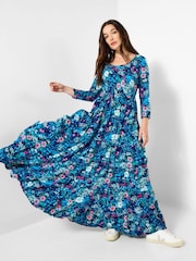 Joe Browns Blue Crinkle Cotton Maxi Dress - Image 1 of 5
