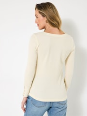 Joe Browns Cream Exquisite Embroidered Henley Top - Image 4 of 6