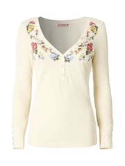 Joe Browns Cream Exquisite Embroidered Henley Top - Image 6 of 6