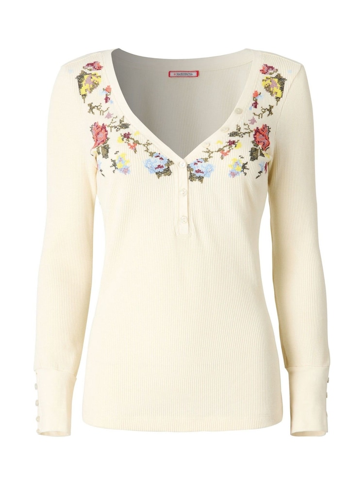 Joe Browns Cream Exquisite Embroidered Henley Top - Image 6 of 6