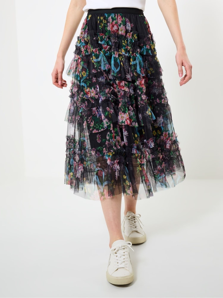 Joe Browns Black Mesh Floral Ruffle Skirt - Image 1 of 5 Joe Browns Black Mesh Floral Ruffle Skirt - Image 1 of 5