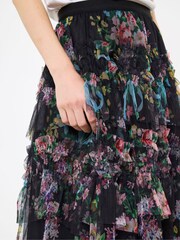 Joe Browns Black Mesh Floral Ruffle Skirt - Image 3 of 5