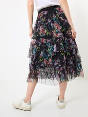 Joe Browns Black Mesh Floral Ruffle Skirt - Image 4 of 5