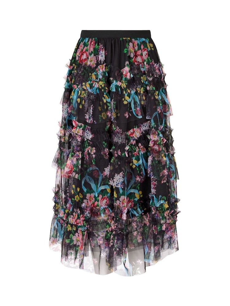 Joe Browns Black Mesh Floral Ruffle Skirt - Image 5 of 5