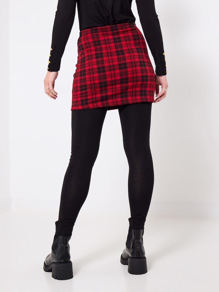Joe Browns Red Check Print Skirted Leggings - Image 2 of 5 Joe Browns Red Check Print Skirted Leggings - Image 2 of 5