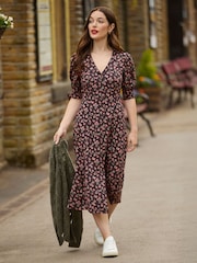 Joe Browns Brown Floral Vintage Tea Dress - Image 1 of 7