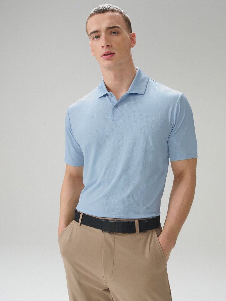Light Blue Active Golf Mesh Training Polo Shirt - Image 1 of 8