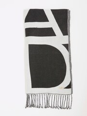 River Island Grey Bold Monogram Scarf - Image 1 of 3