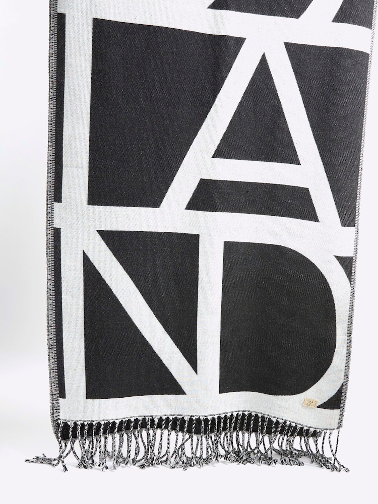 River Island Grey Bold Monogram Scarf - Image 2 of 3