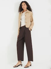 River Island Brown Barrell Leg Elastic Waist Trousers - Image 2 of 4