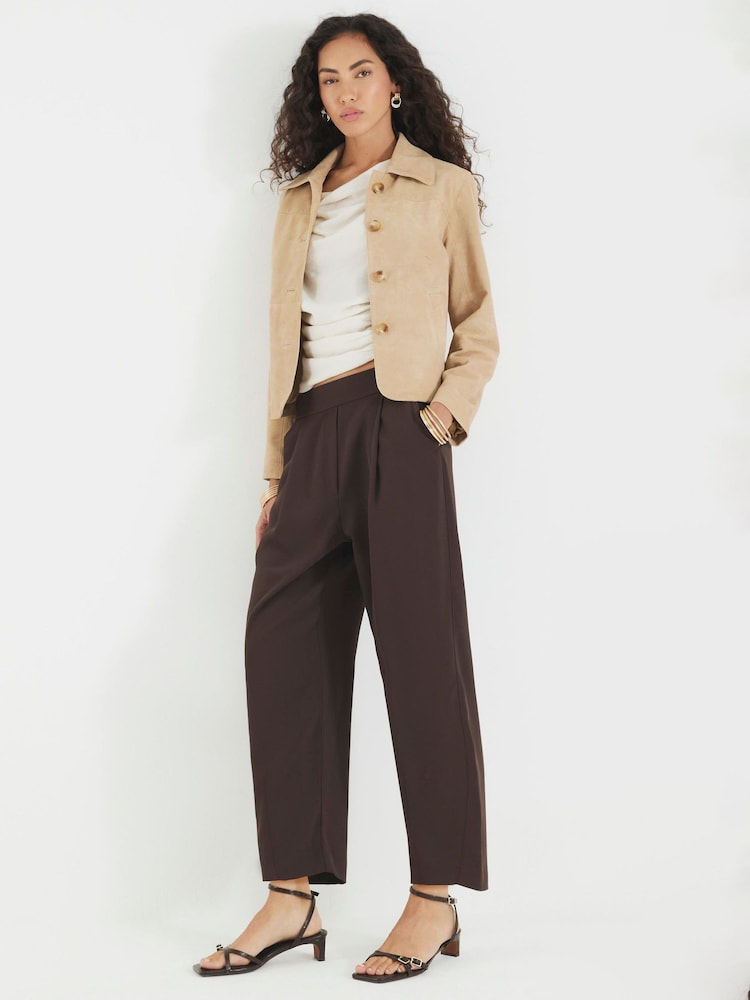 River Island Brown Barrell Leg Elastic Waist Trousers - Image 2 of 4
