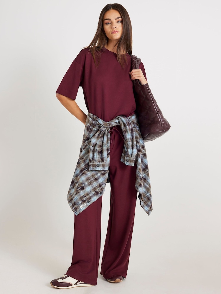 River Island Burgundy Premium Boxy T-Shirt - Image 5 of 5 River Island Burgundy Premium Boxy T-Shirt - Image 5 of 5