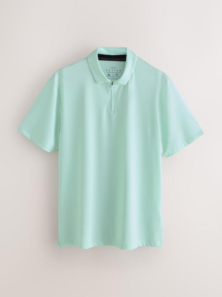 Aqua Blue Active Golf Textured Training Polo Shirt - Image 1 of 3