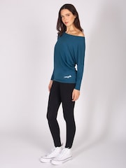 Pineapple Blue Light Monroe Womens Long Sleeve Jersey Top - Image 4 of 5