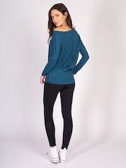 Pineapple Blue Light Monroe Womens Long Sleeve Jersey Top - Image 5 of 5
