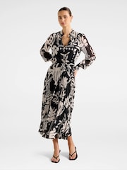 Forever New Black Annabel Button Through Midi Dress - Image 1 of 4