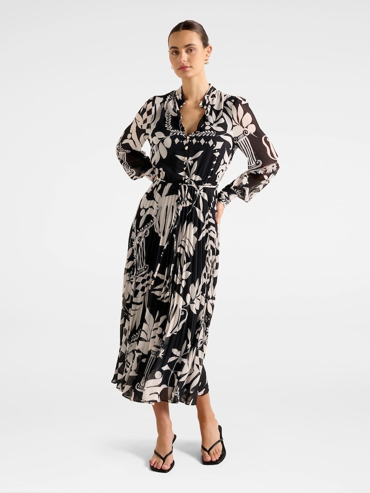 Forever New Black Annabel Button Through Midi Dress - Image 1 of 4