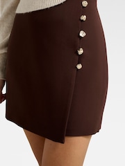 Forever New Brown Jinny Button Detail Wrap Skirt - Image 3 of 5