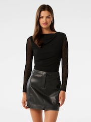 Forever New Black Gemma Vegan Leather Mini Skirt - Image 1 of 5