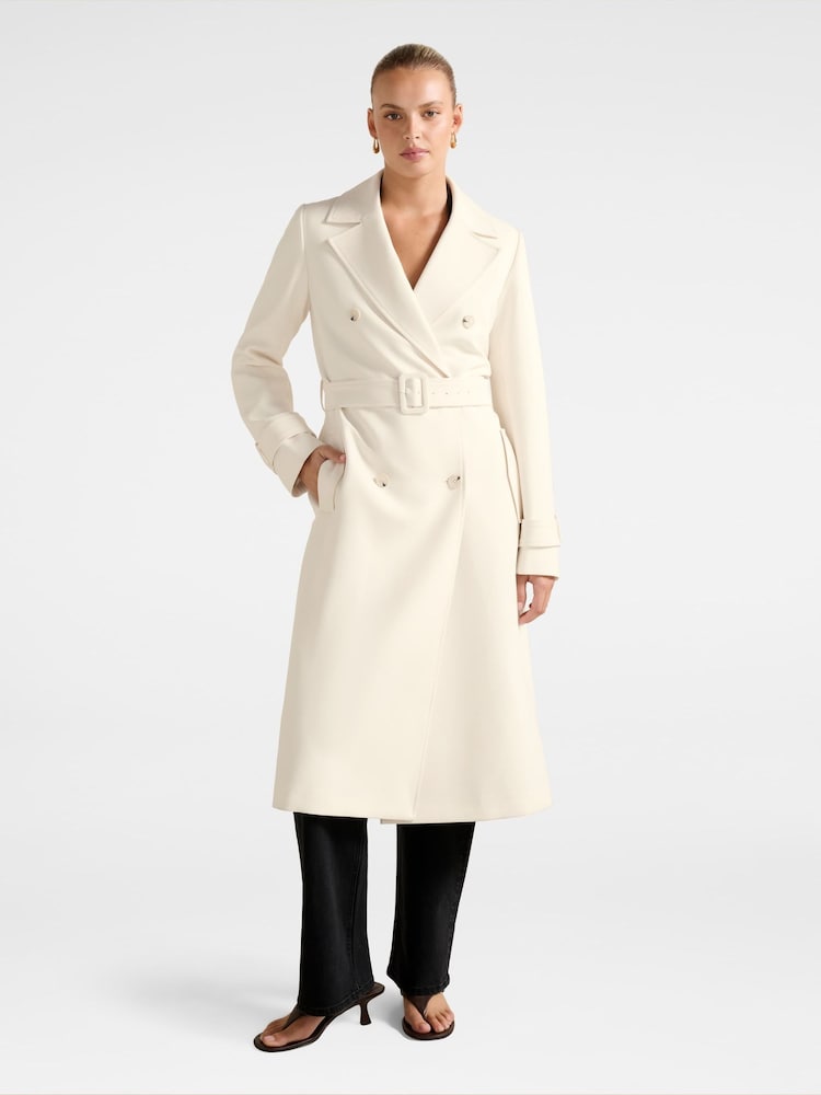 Forever New White Lydia Crepe Trench Coat - Image 4 of 4 Forever New White Lydia Crepe Trench Coat - Image 4 of 4