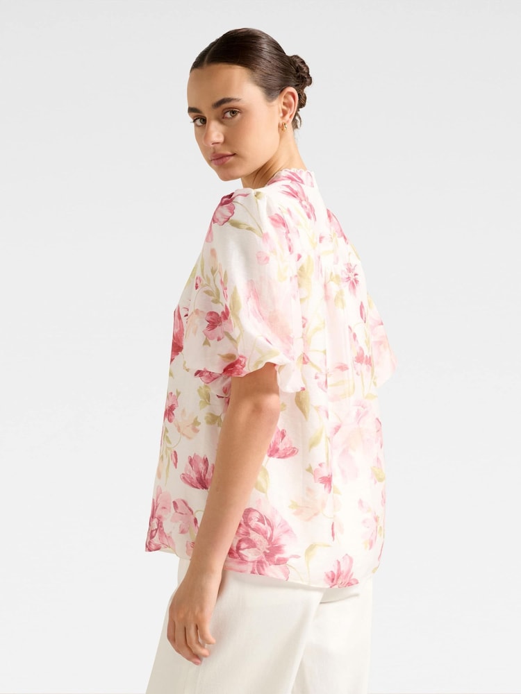 Forever New Cream Becca Scalloped Blouse Contains Linen - Image 2 of 5