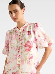 Forever New Cream Becca Scalloped Blouse Contains Linen - Image 3 of 5