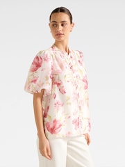 Forever New Cream Becca Scalloped Blouse Contains Linen - Image 4 of 5