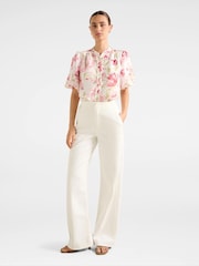 Forever New Cream Becca Scalloped Blouse Contains Linen - Image 5 of 5