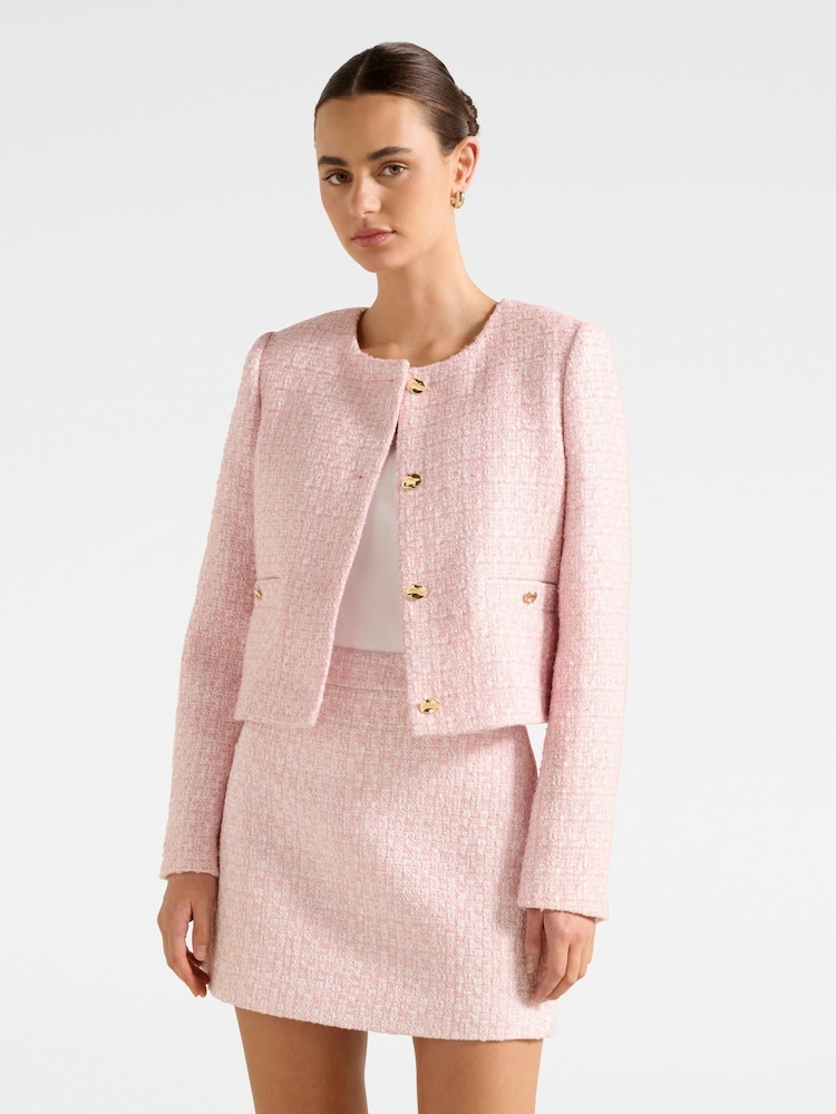 Forever New Pink Lisa Boucle Jacket - Image 1 of 5 Forever New Pink Lisa Boucle Jacket - Image 1 of 5