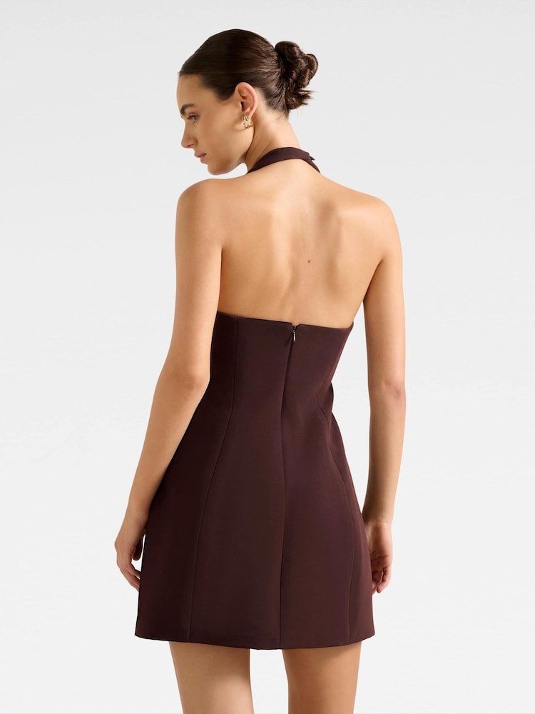 Forever New Purple Riley Structured Halter Neck Mini Dress - Image 2 of 5 Forever New Purple Riley Structured Halter Neck Mini Dress - Image 2 of 5