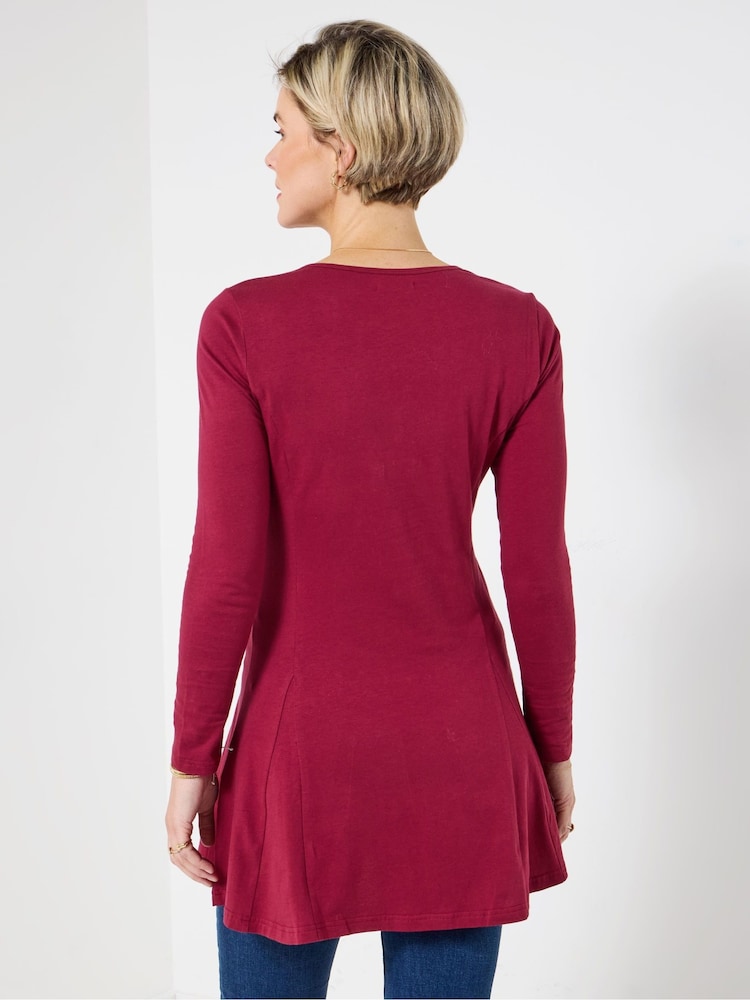 Joe Browns Red Floral Print long line Top - Image 2 of 5 Joe Browns Red Floral Print long line Top - Image 2 of 5