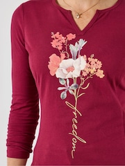 Joe Browns Red Floral Print long line Top - Image 4 of 5