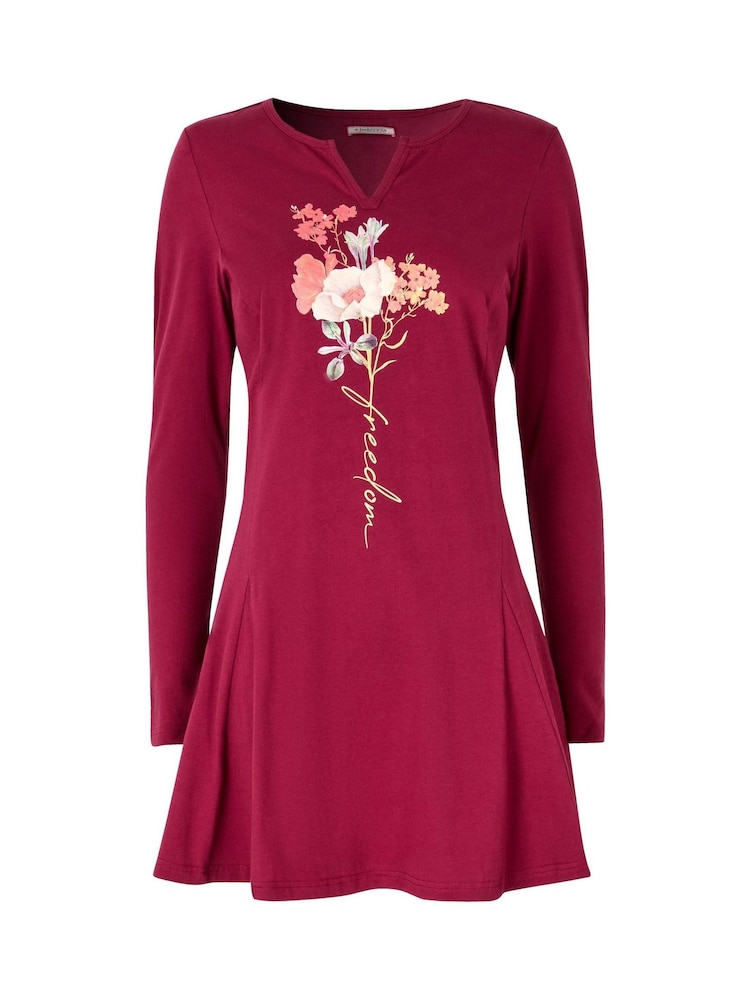 Joe Browns Red Floral Print long line Top - Image 5 of 5 Joe Browns Red Floral Print long line Top - Image 5 of 5