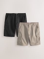 Black/Mushroom 2 Pack Stretch Cargo Shorts - Image 1 of 13