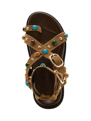 Steve Madden Taupe Brown Taupe Linear Flat Strap Sandals - Image 4 of 5