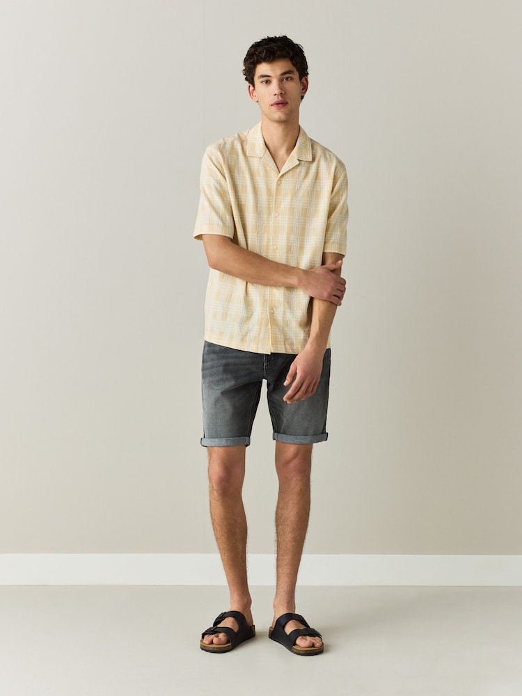 Dark Grey Slim Fit Motion Flex Denim Shorts - Image 2 of 10 Dark Grey Slim Fit Motion Flex Denim Shorts - Image 2 of 10