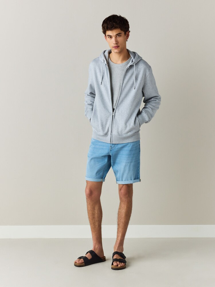 淡藍色 - 直筒款 - Motion Flex牛仔短褲 - 圖片 2/5