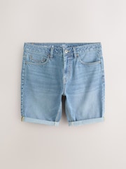 Light Blue Straight Fit Motion Flex Denim Shorts - Image 6 of 10