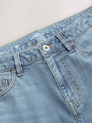 Light Blue Straight Fit Motion Flex Denim Shorts - Image 7 of 10