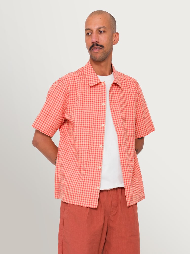 Folk Red Textured Check Gabe Shirt - Image 1 of 9